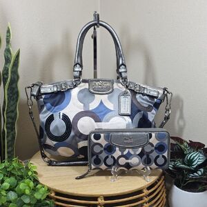 Coach Madison Sophia Satchel with Sequin Op-Art Detail & Matching Wallet